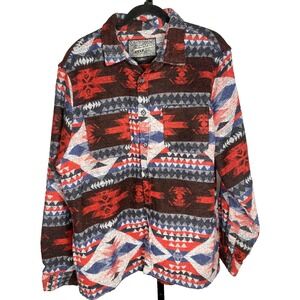 Brooklyn Cloth Mfg Co women's jacquard shacket size XL southwestern aztec‎ barn